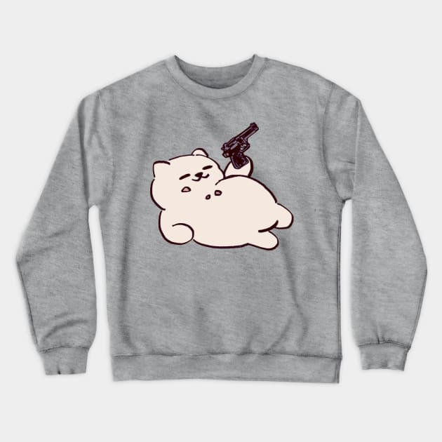 kitty collector tubbs the cat but it has a gun Crewneck Sweatshirt by mudwizard